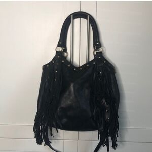 Leather fringe purse